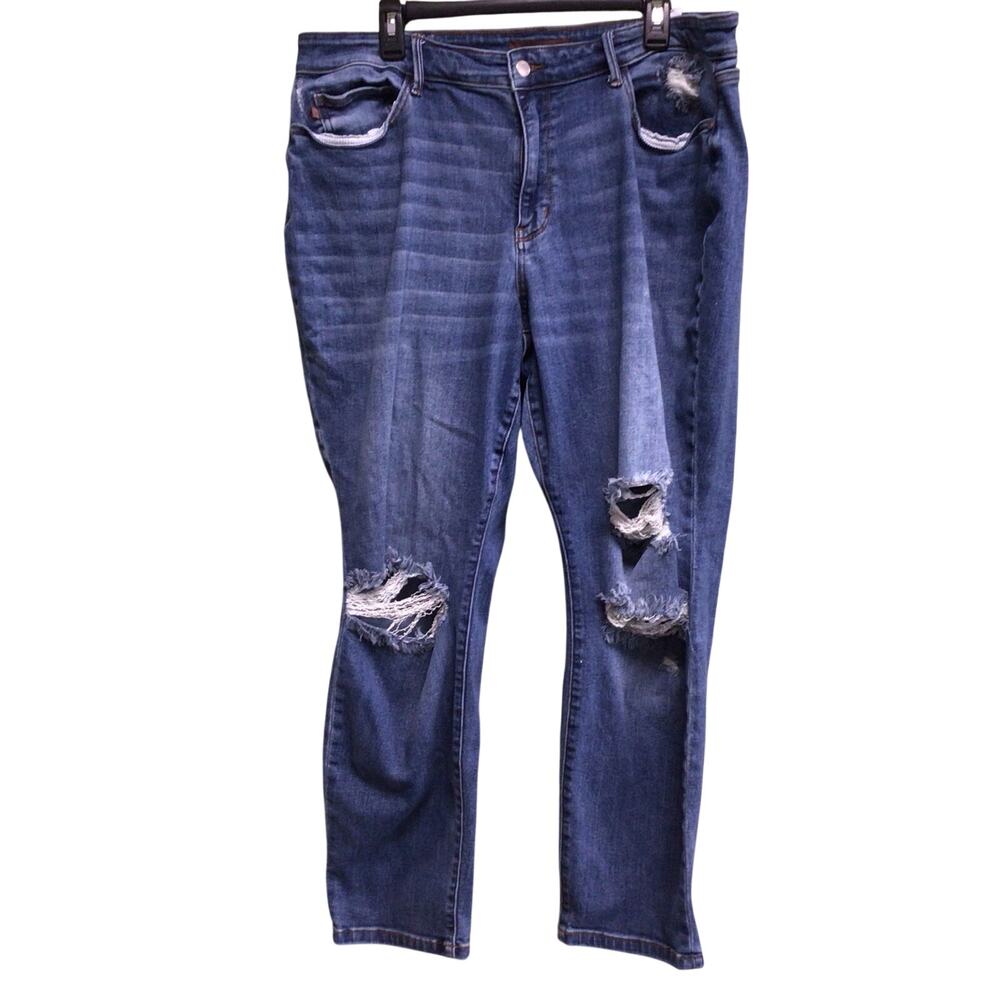 Judy Blue Womens Mid Rise Boyfriend Fit Medium Wash Jeans Size 20W Regular